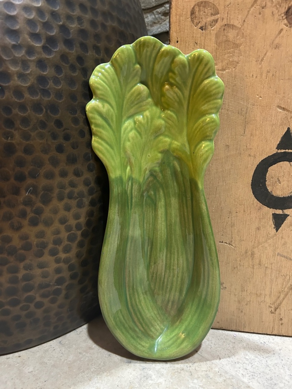Vintage Ceramic Celery Shaped Crudite Dish